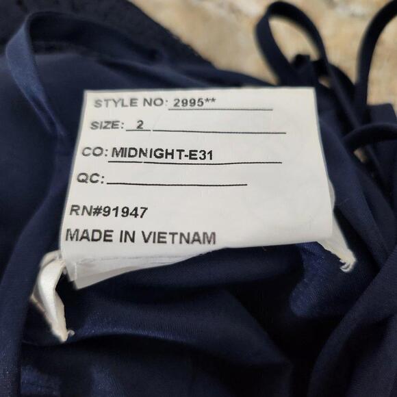 2/$50 NWOT Dessy Collection Midnight Blue Lace Gown Size 2 | Formal - Picture 7 of 8